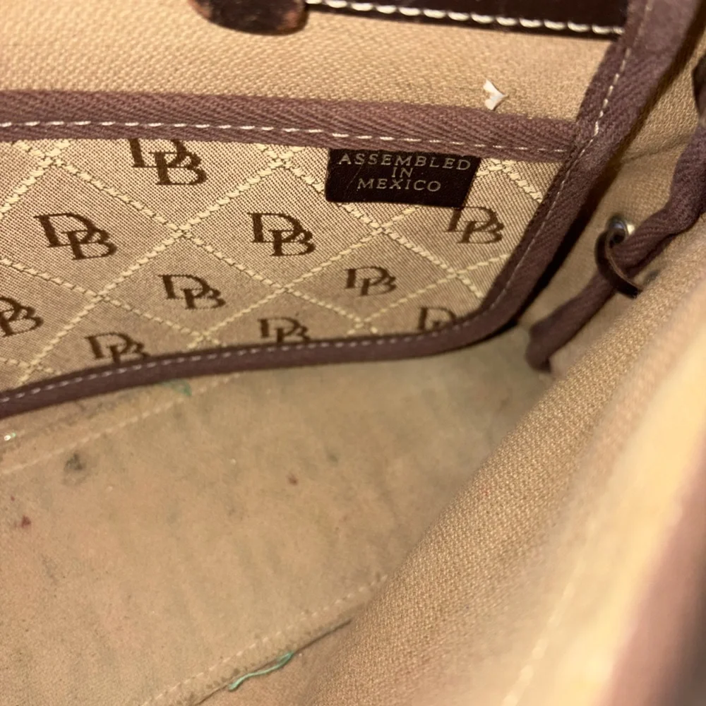 Dooney & Bourke Brown Signature Jacquard Canvas Black Tassel Shoulder Bag